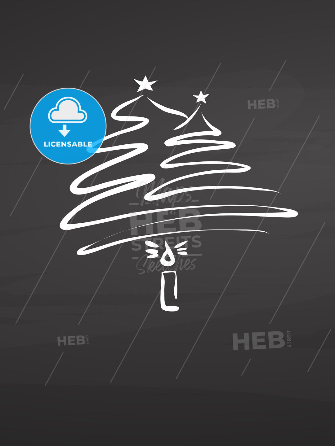 Calligraphic christmas tree and candle on chalkboard – instant download