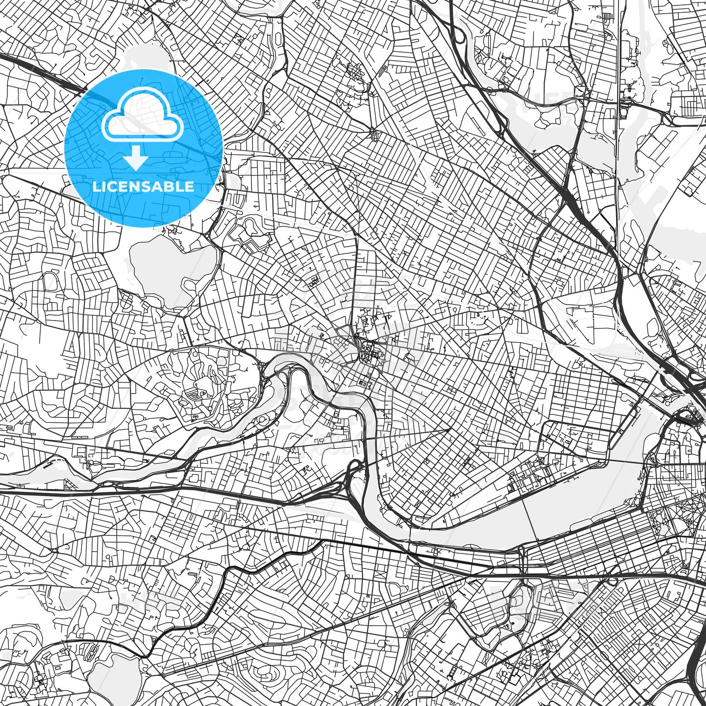 Cambridge, Massachusetts - Area Map - Light