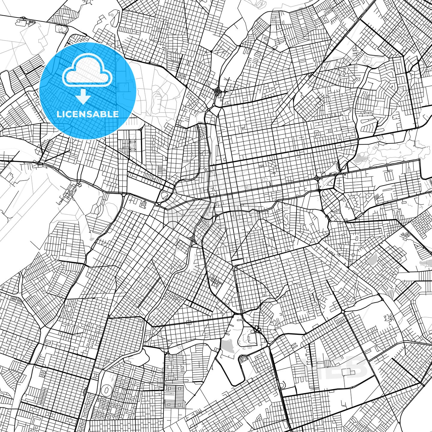 Campo Grande, Mato Grosso do Sul, downtown map, light