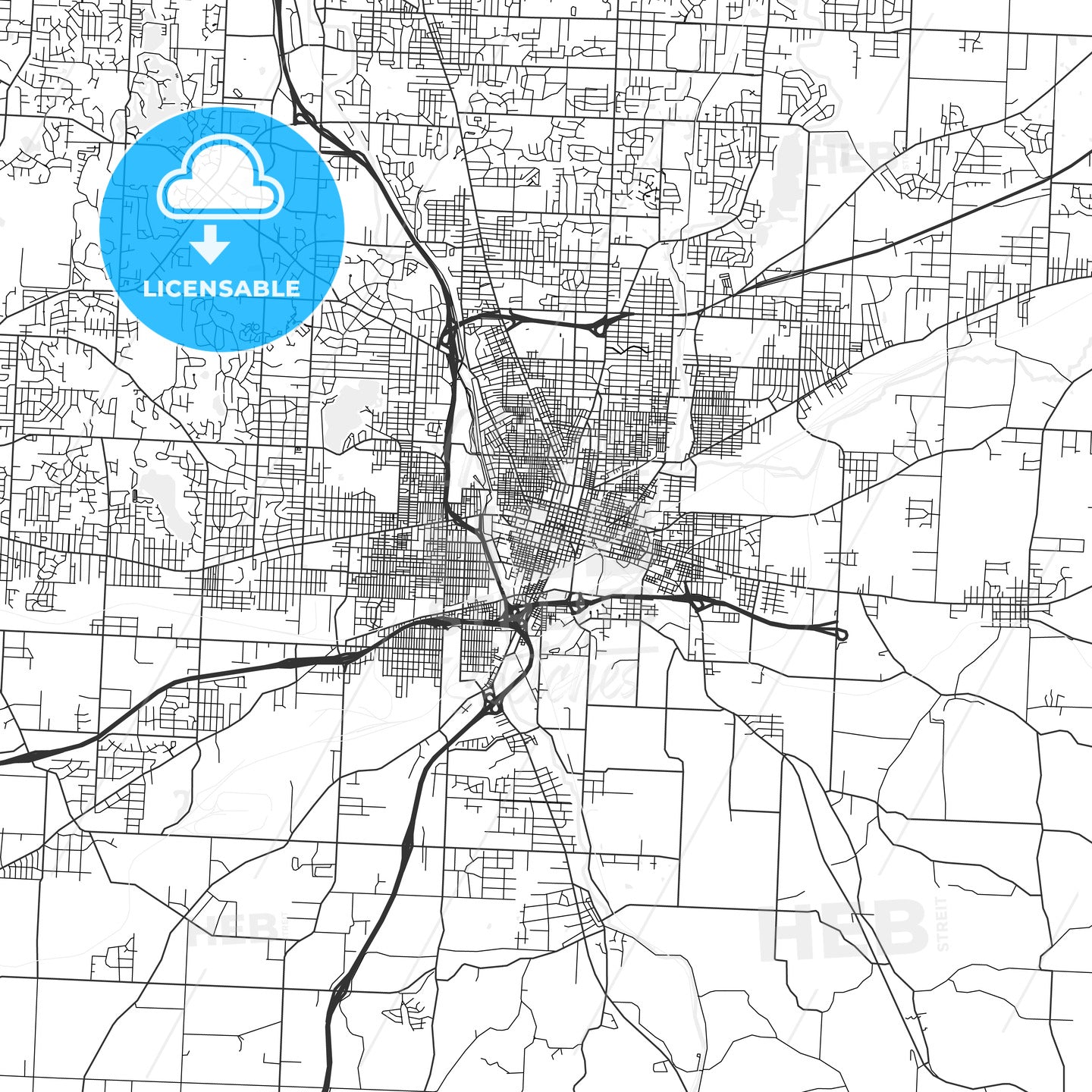 Canton, Ohio - Area Map - Light