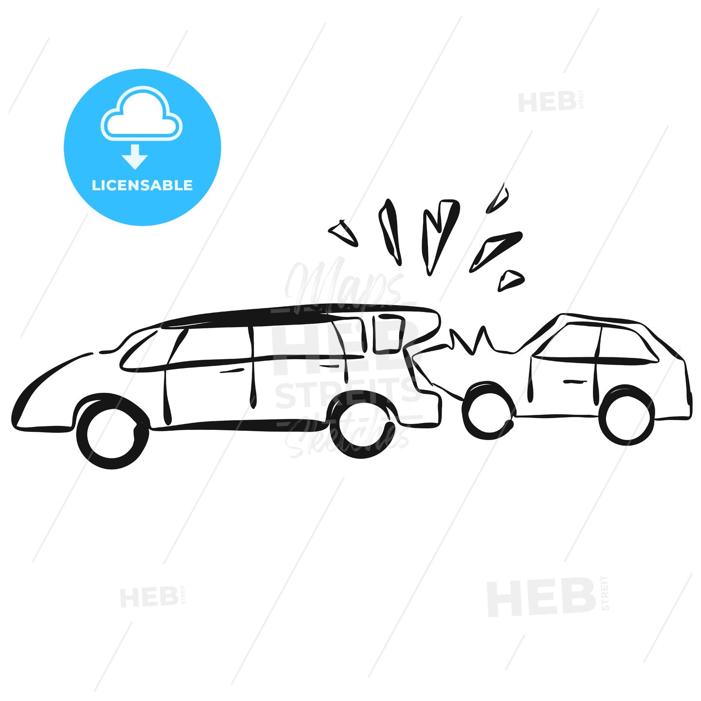 Car Collision Vector Hand drawn Sketch – instant download