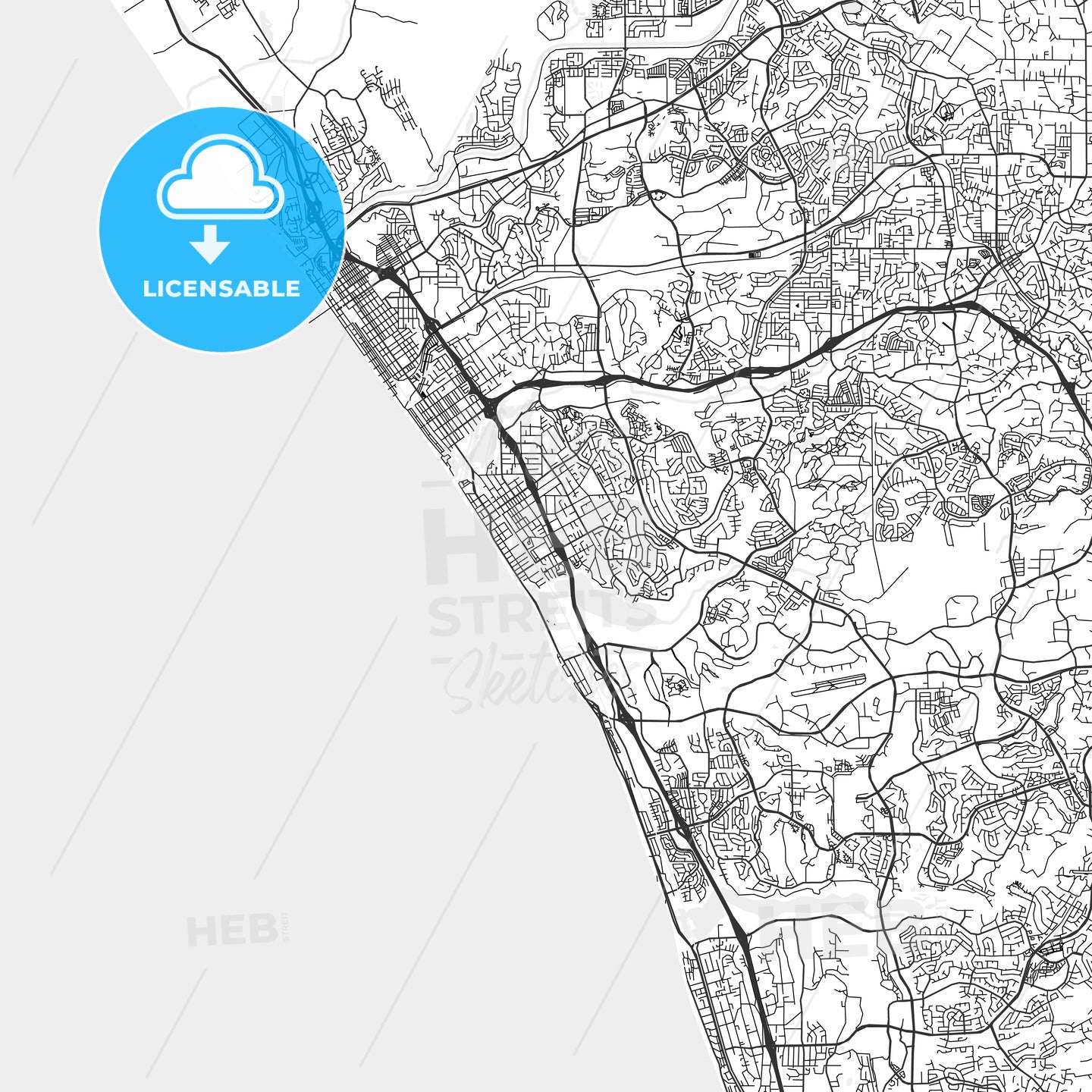 Carlsbad, California - Area Map - Light
