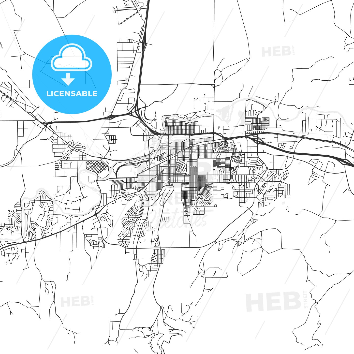 Casper, Wyoming - Area Map - Light