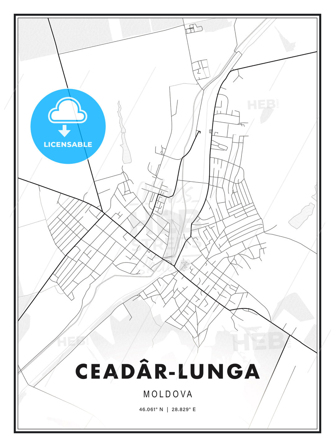 Ceadâr-Lunga, Moldova, Modern Print Template in Various Formats - HEBSTREITS Sketches