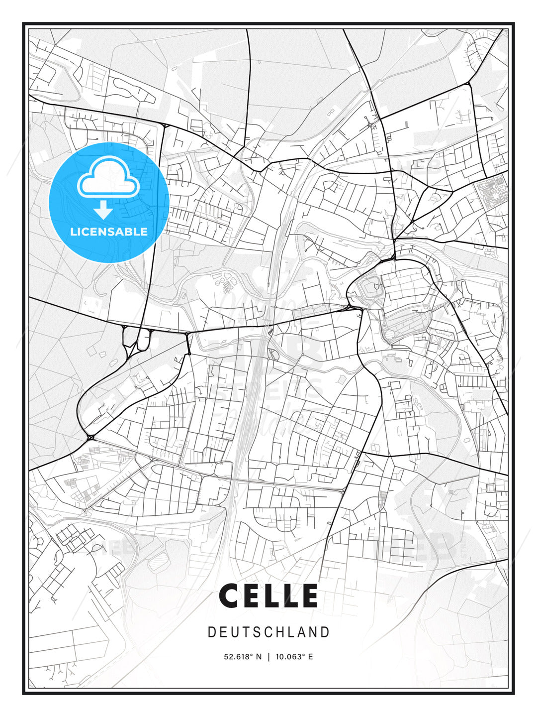 Celle, Germany, Modern Print Template in Various Formats - HEBSTREITS Sketches
