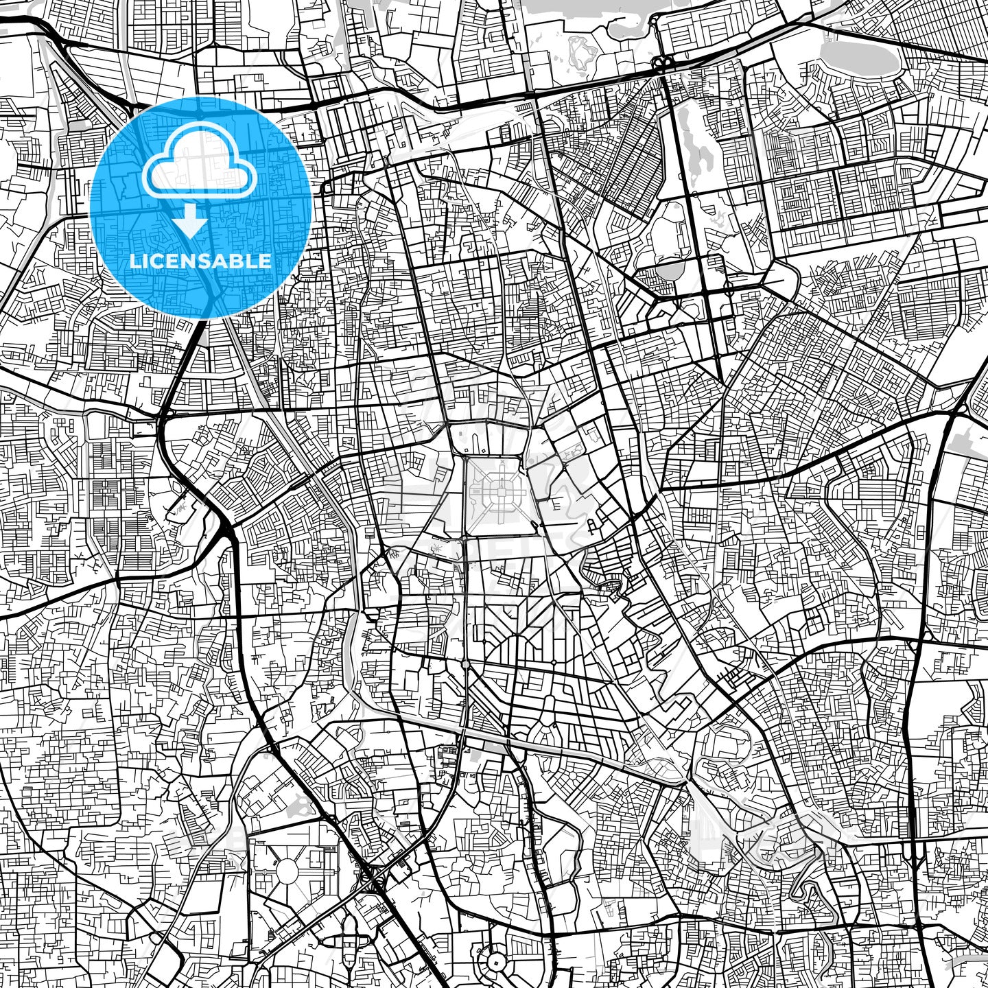 Central Jakarta, Indonesia, Downtown City Map, Light