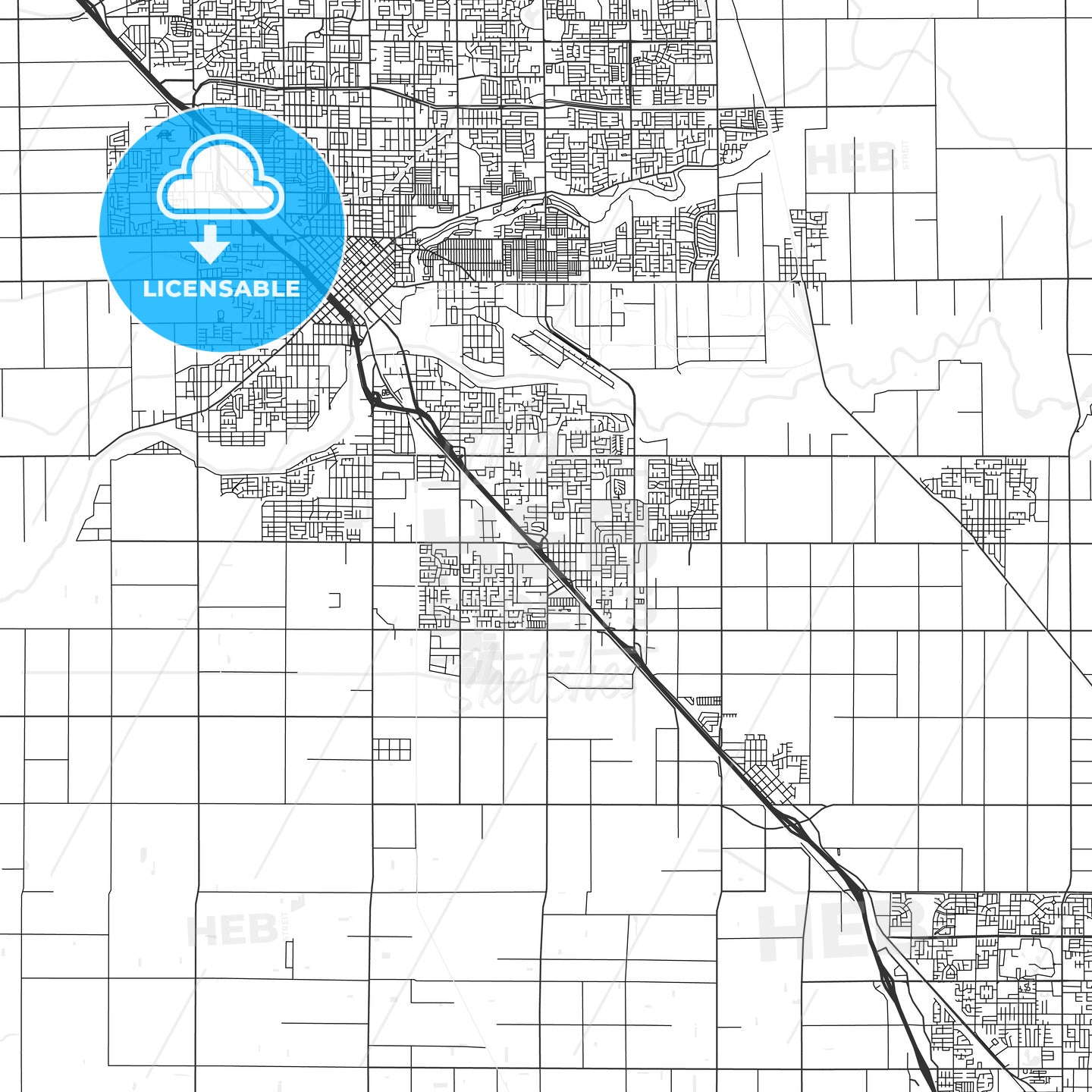 Ceres, California - Area Map - Light