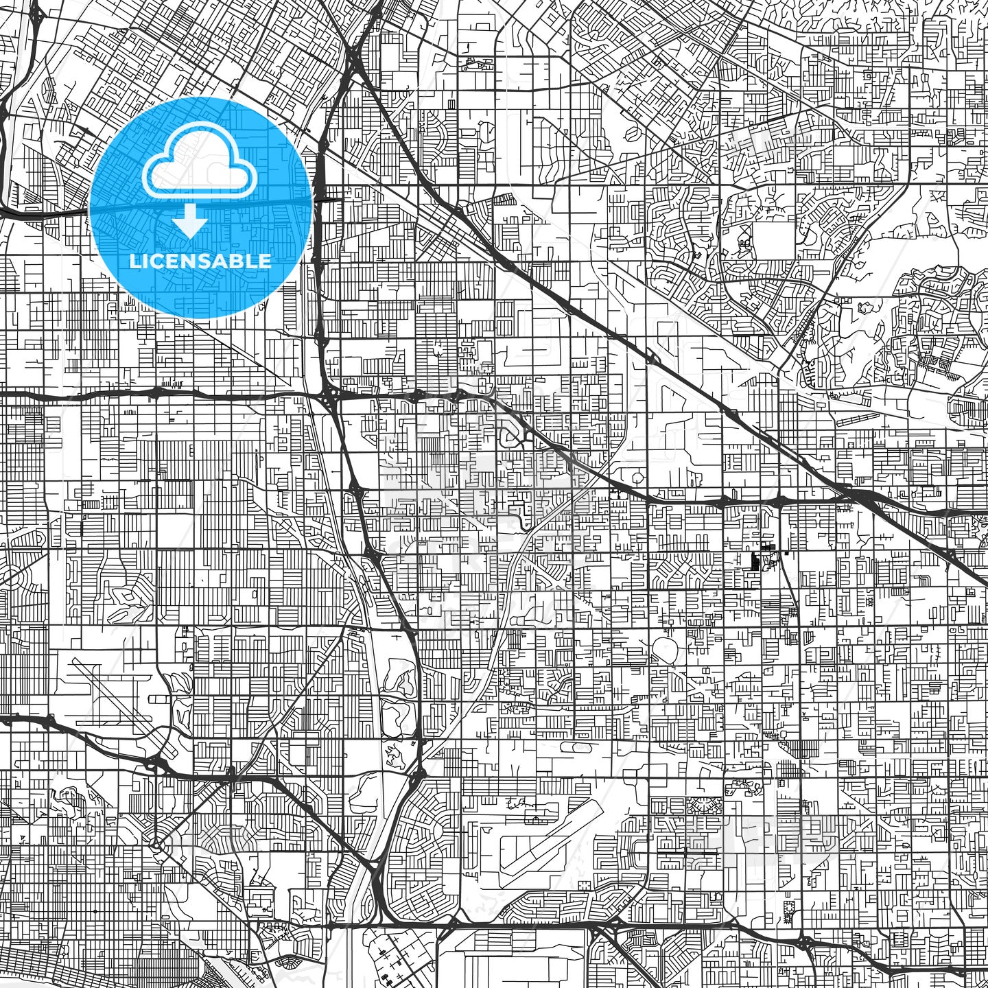 Cerritos, California - Area Map - Light
