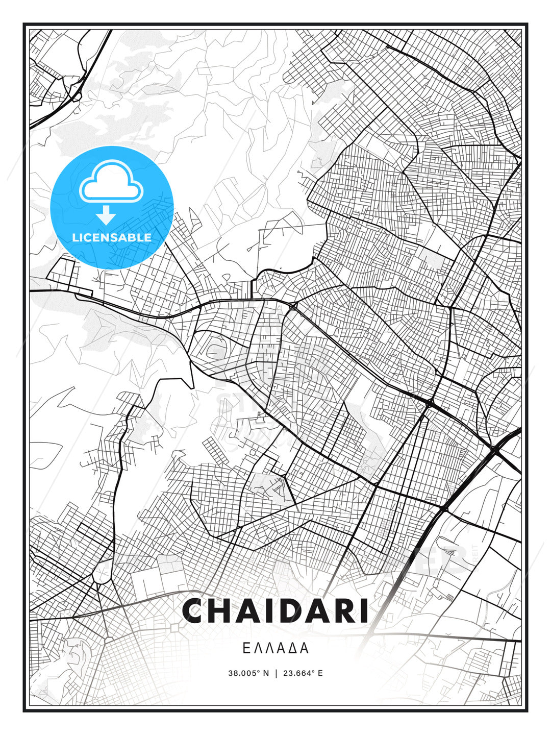 Chaidari, Greece, Modern Print Template in Various Formats - HEBSTREITS Sketches
