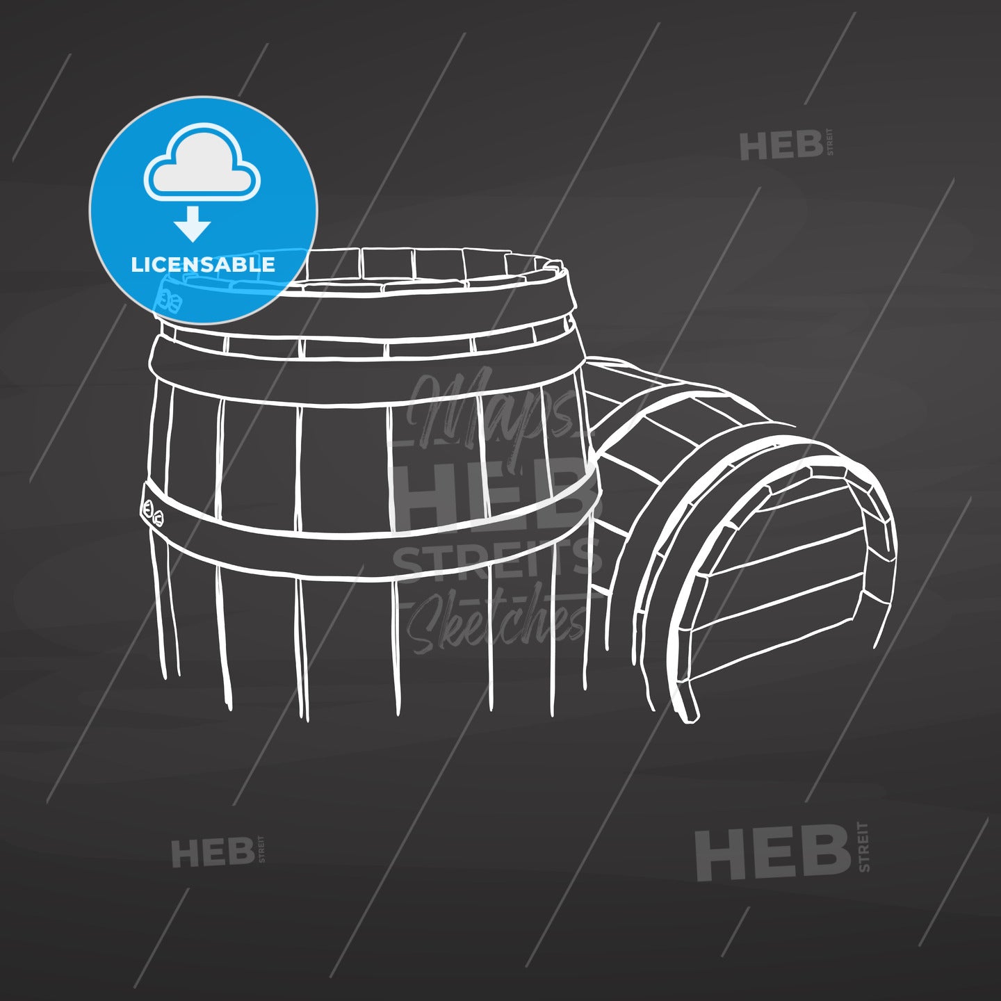 Chalk barrel drawing on chalkboard – instant download