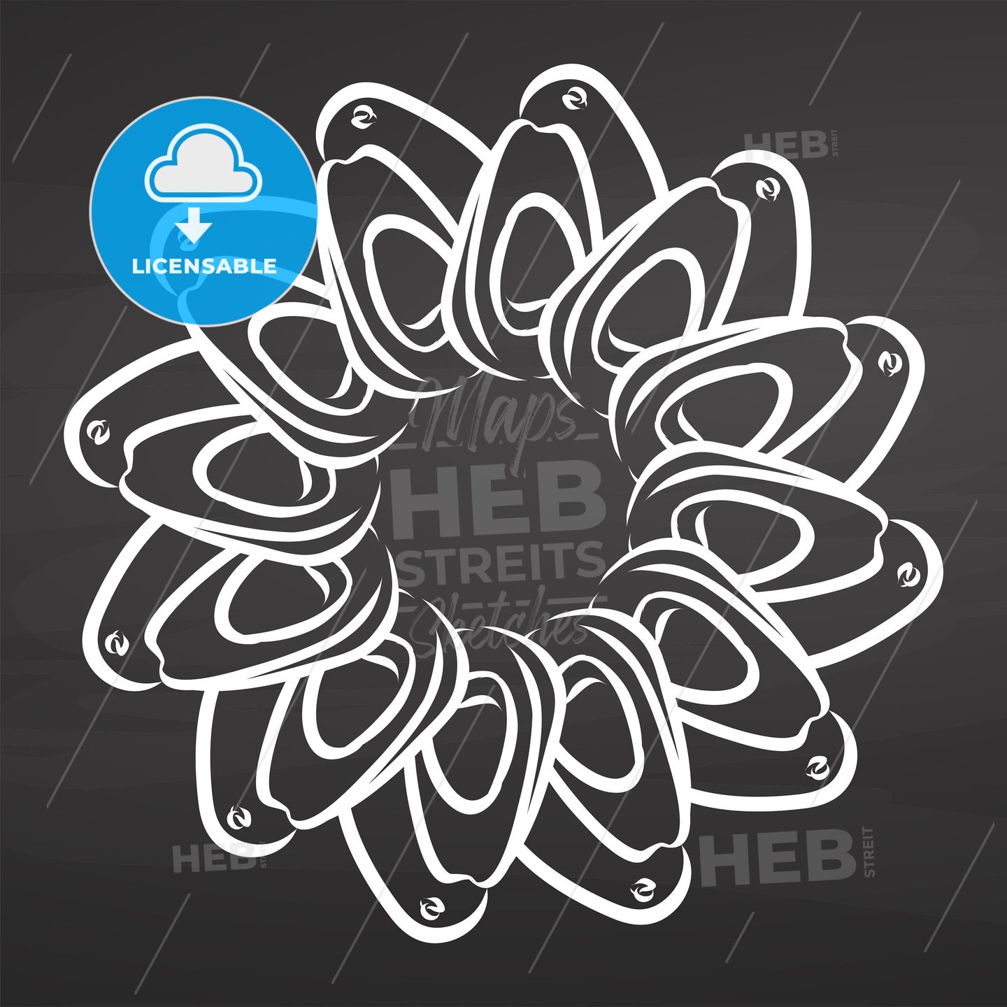 Chalk sketch of avocados arranged in a circle on a chalkboard – instant download