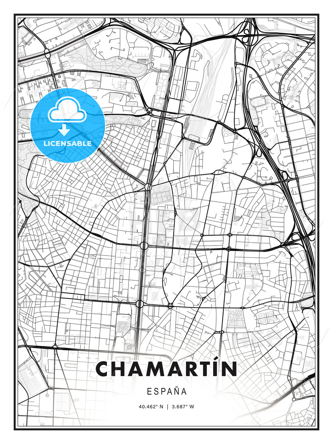 Chamartín, Spain, Modern Print Template in Various Formats - HEBSTREITS Sketches