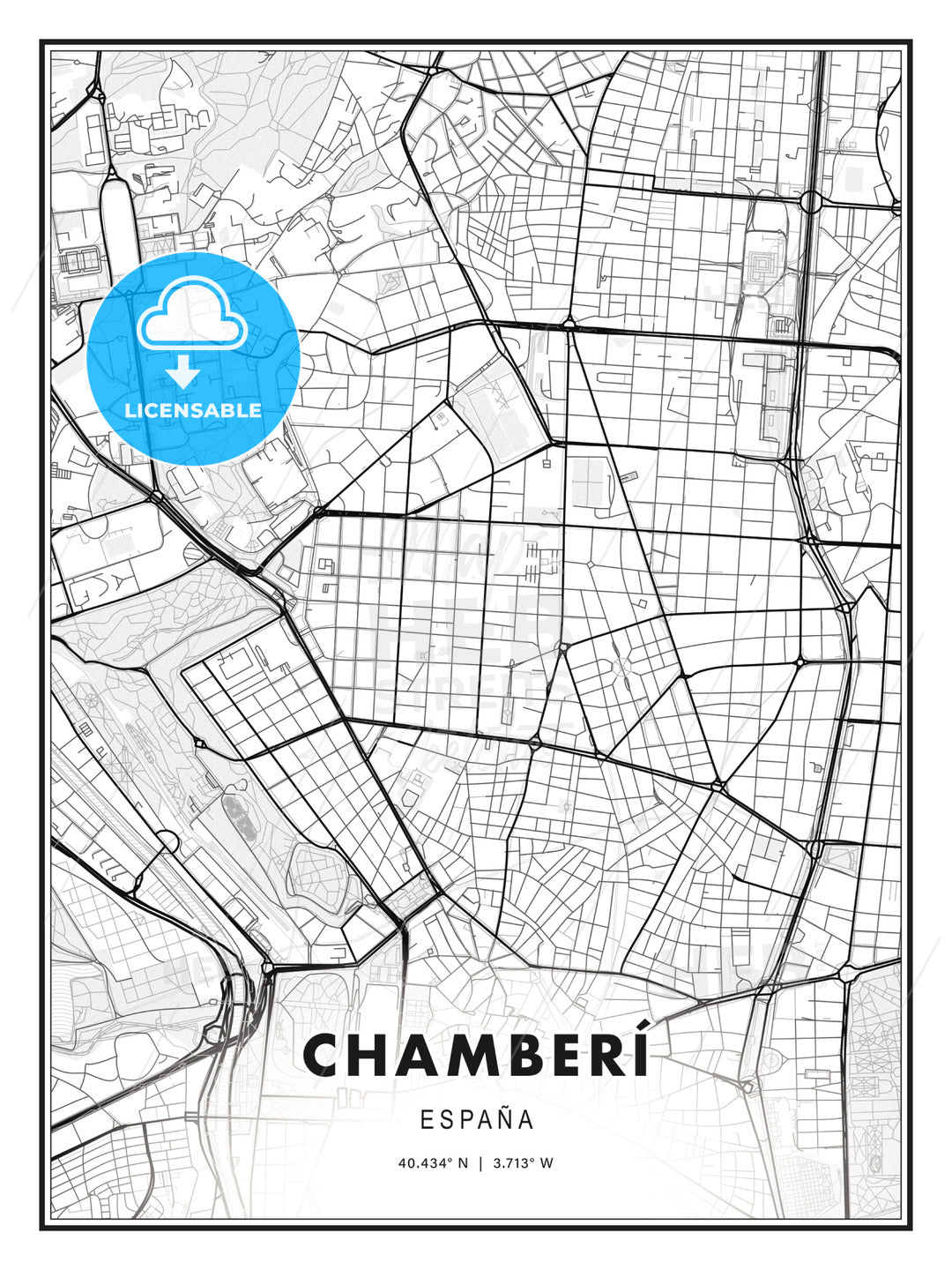 Chamberí, Spain, Modern Print Template in Various Formats - HEBSTREITS Sketches
