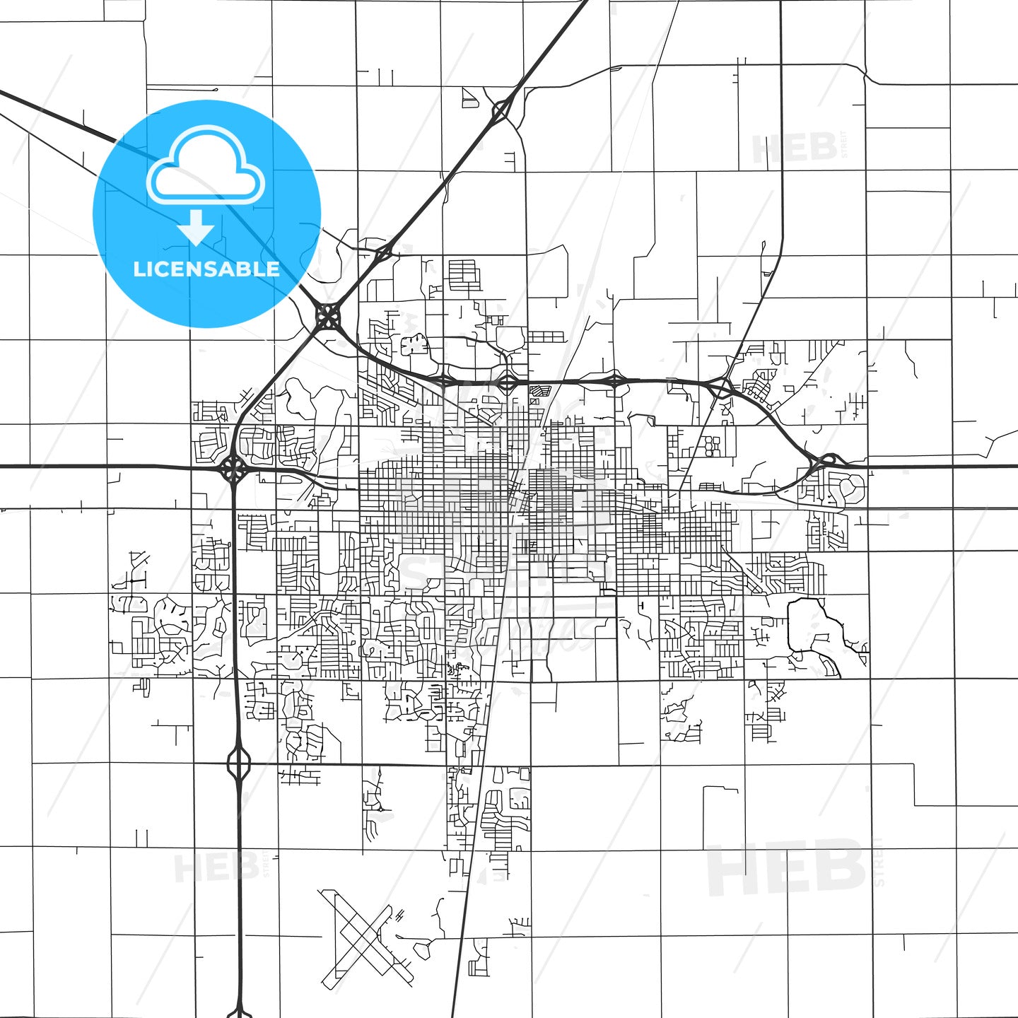 Champaign, Illinois - Area Map - Light