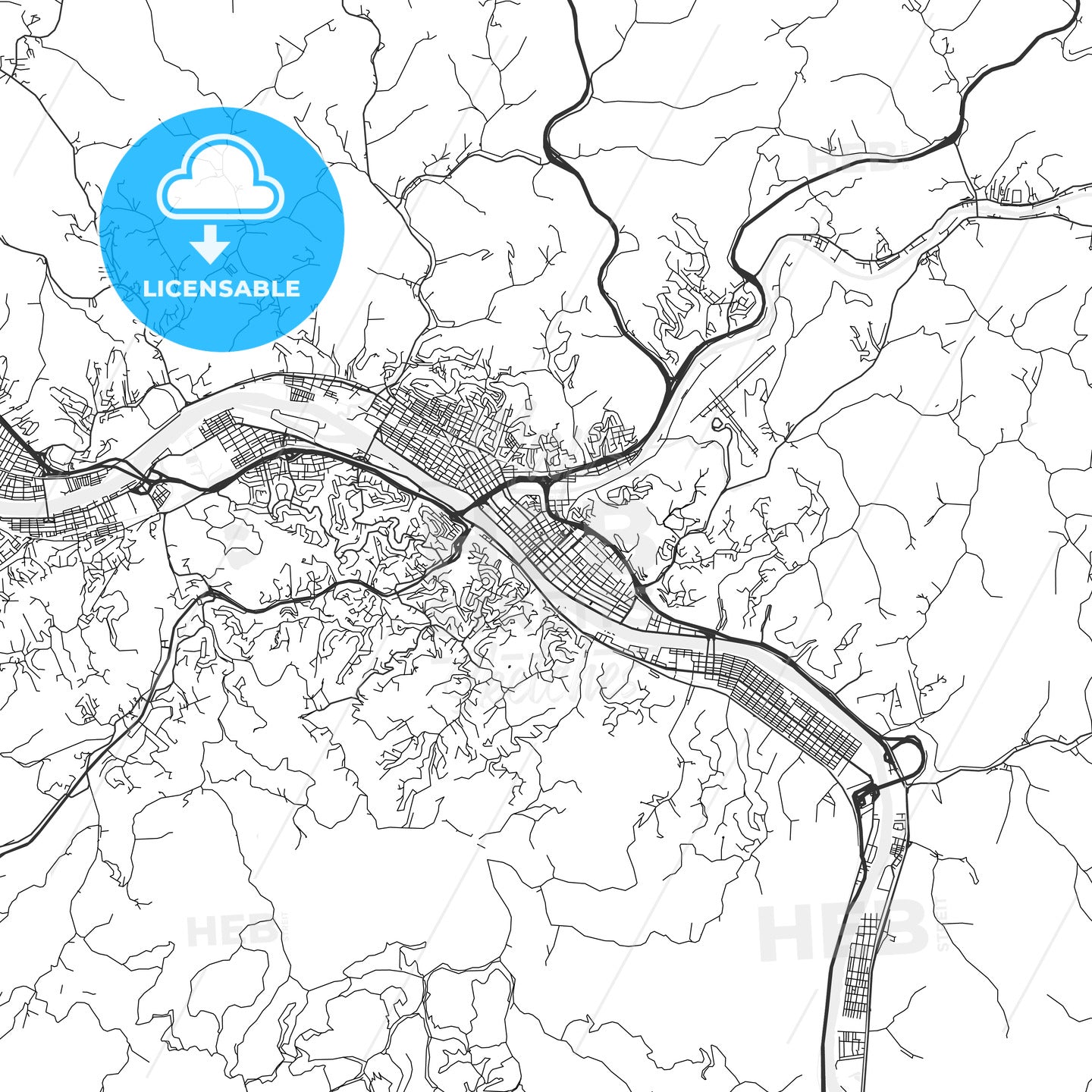 Charleston, West Virginia - Area Map - Light