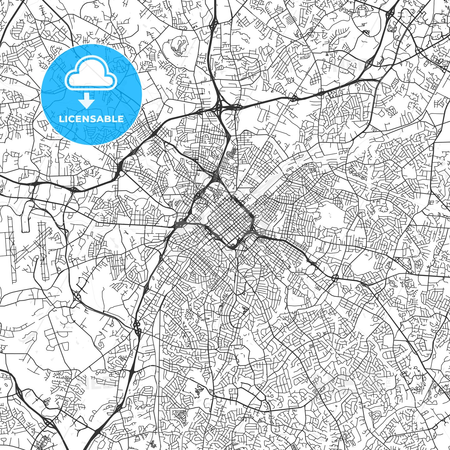 Charlotte, North Carolina - Area Map - Light – HEBSTREITS
