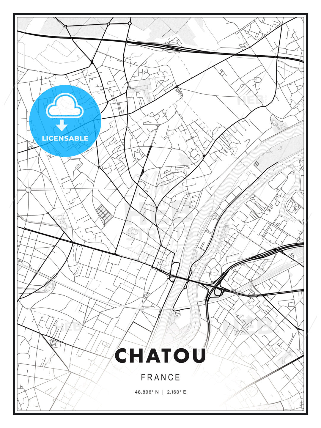 Chatou, France, Modern Print Template in Various Formats - HEBSTREITS Sketches