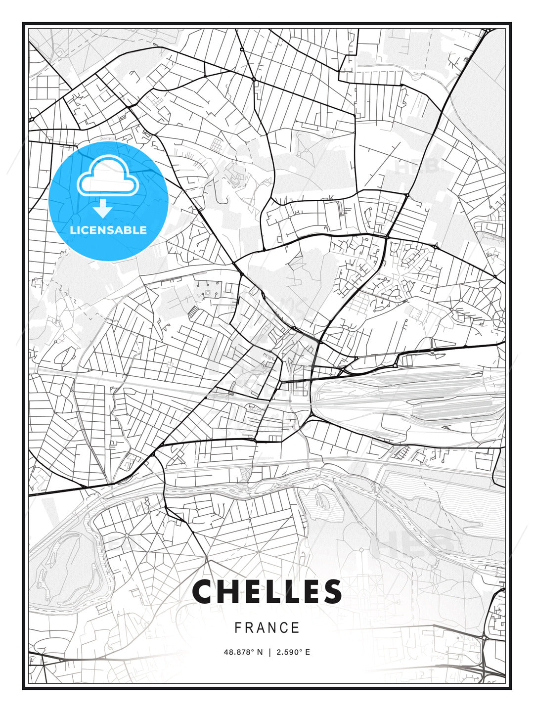 Chelles, France, Modern Print Template in Various Formats - HEBSTREITS Sketches