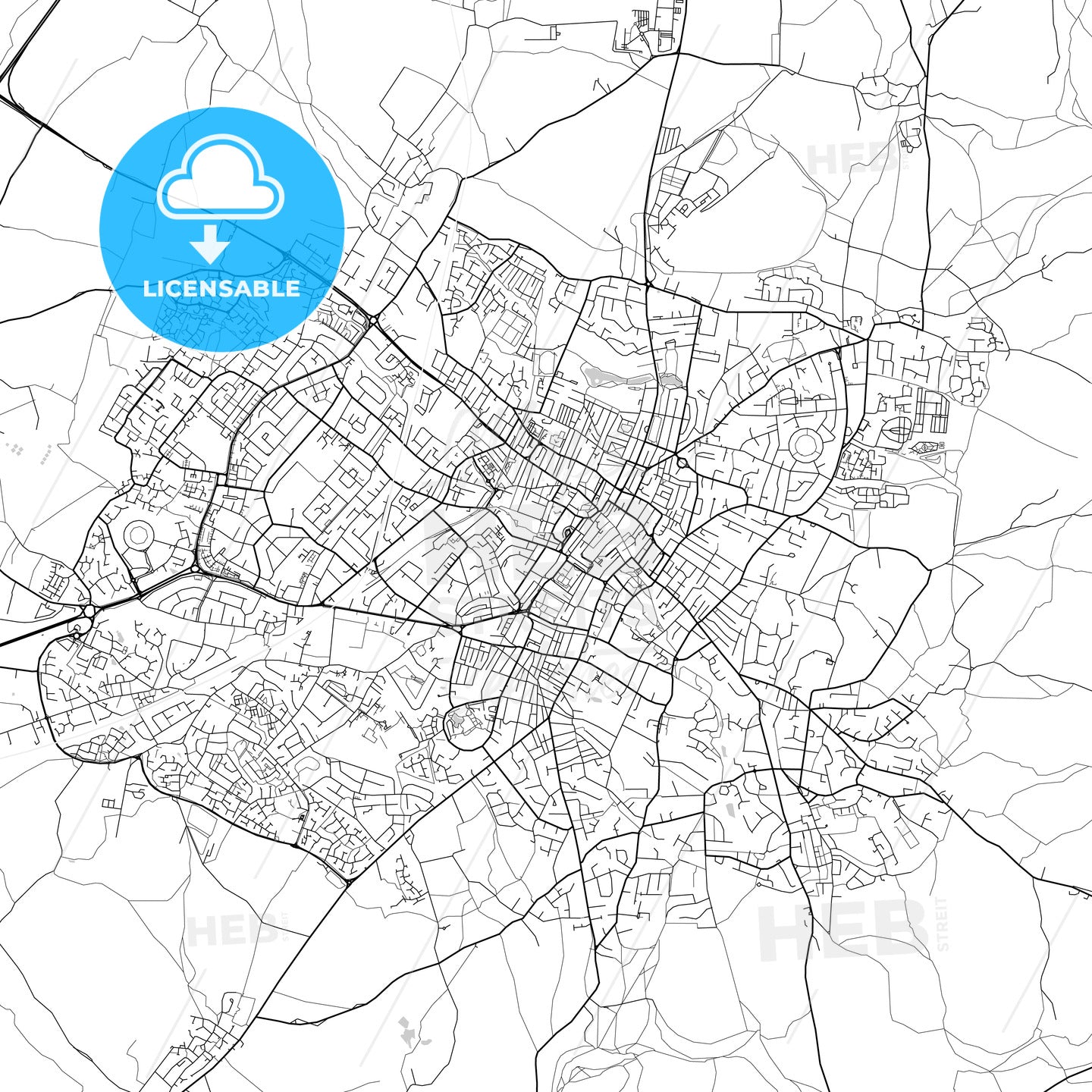 Cheltenham, England, UK, Vector Map - Light