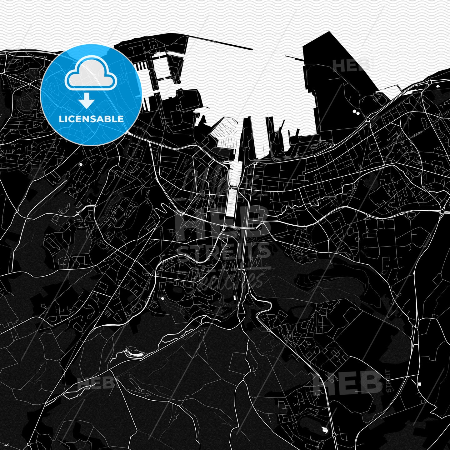 Cherbourg-Octeville, France PDF map