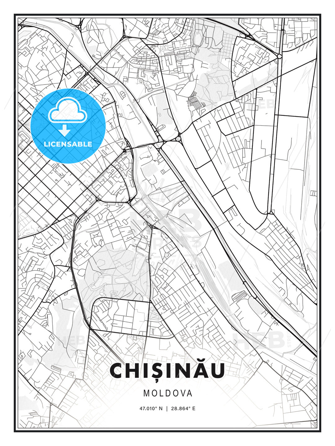 Chișinău, Moldova, Modern Print Template in Various Formats - HEBSTREITS Sketches