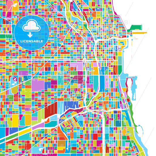 Chicago, USA, Colorful Vector Map