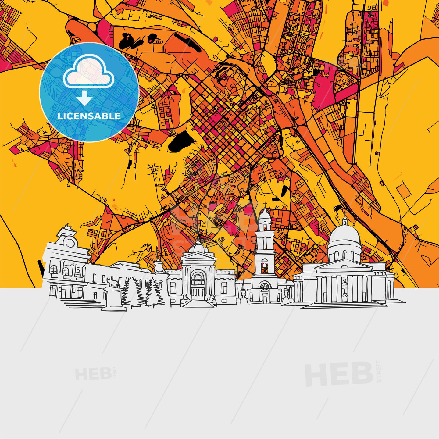 Chisinau, Moldova, Skyline Map