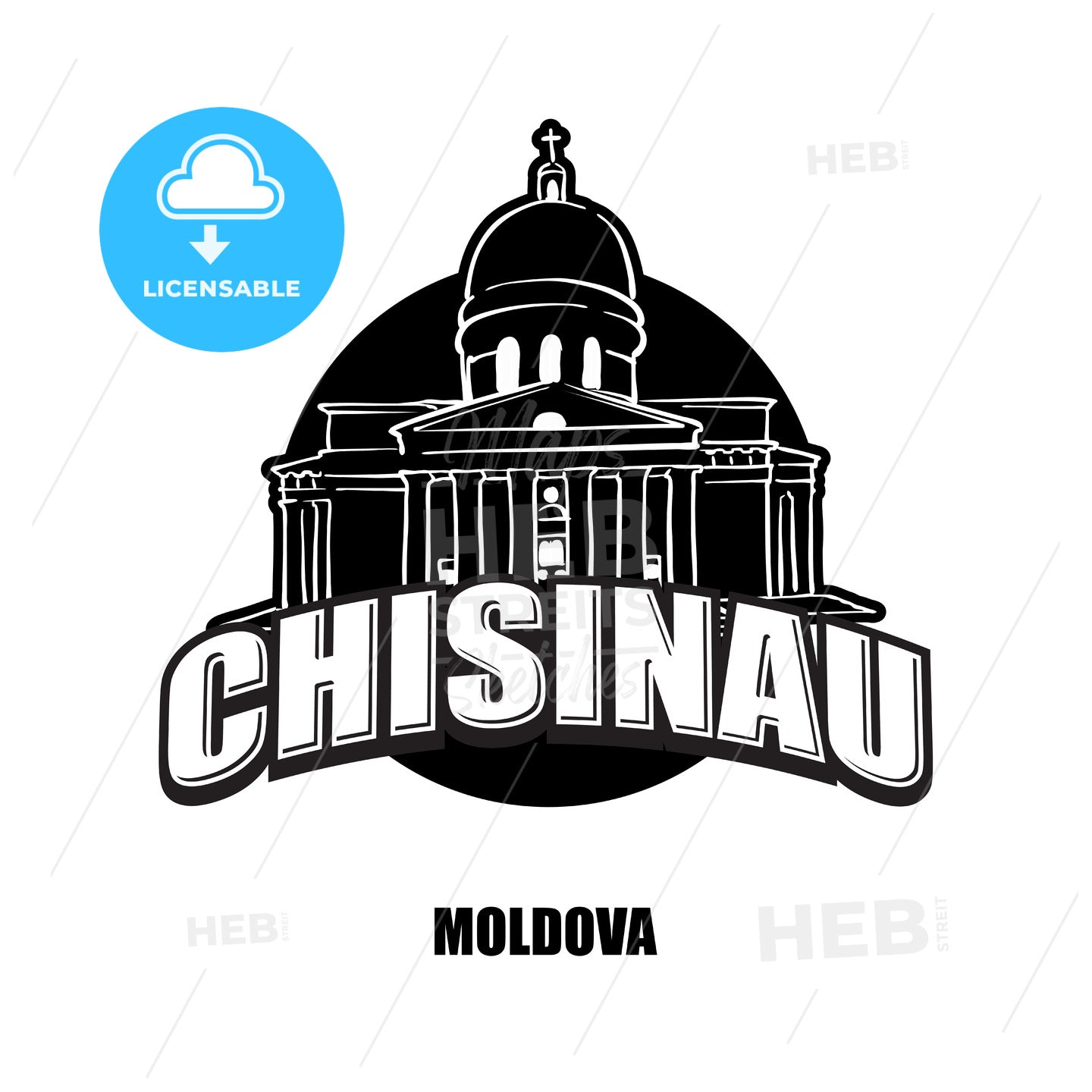 Chisinau, Moldova, black and white logo – instant download