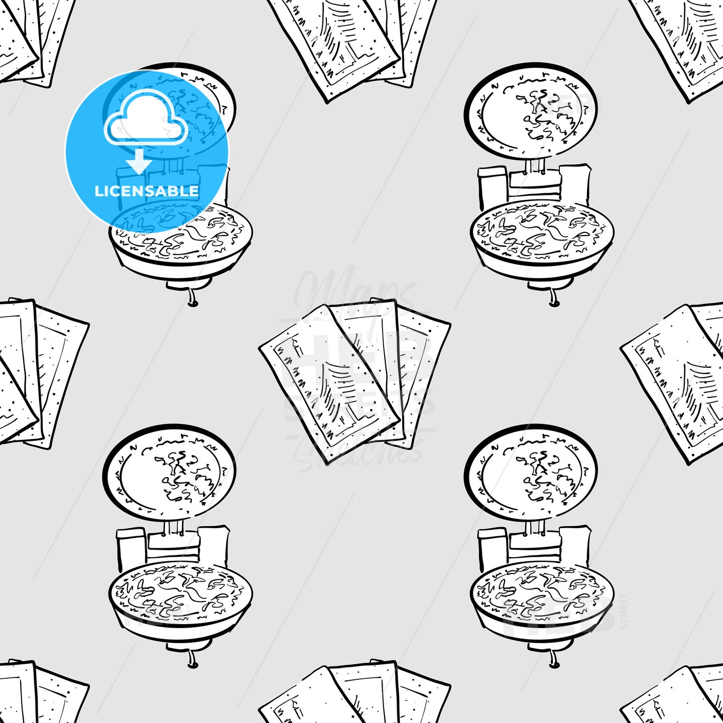 Christmas wafer seamless pattern greyscale drawing – instant download