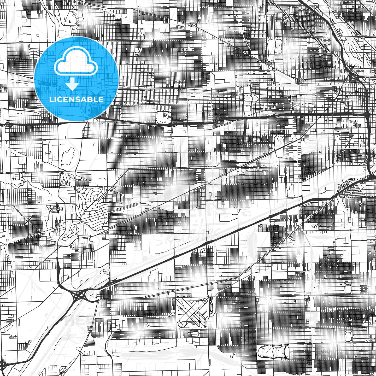 Cicero, Illinois - Area Map - Light