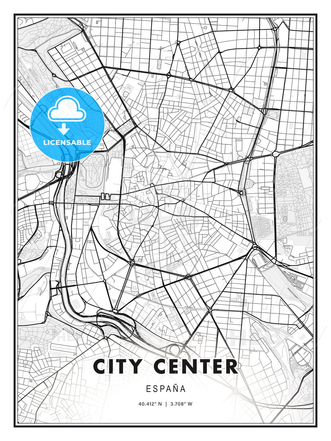 City Center, Spain, Modern Print Template in Various Formats - HEBSTREITS Sketches