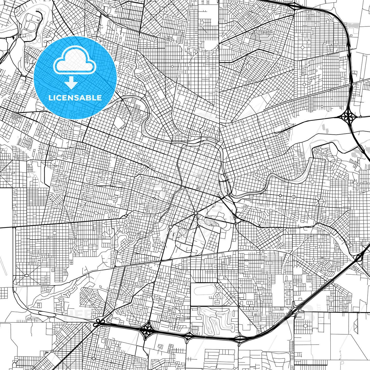 City map of Córdoba, Spain, light version