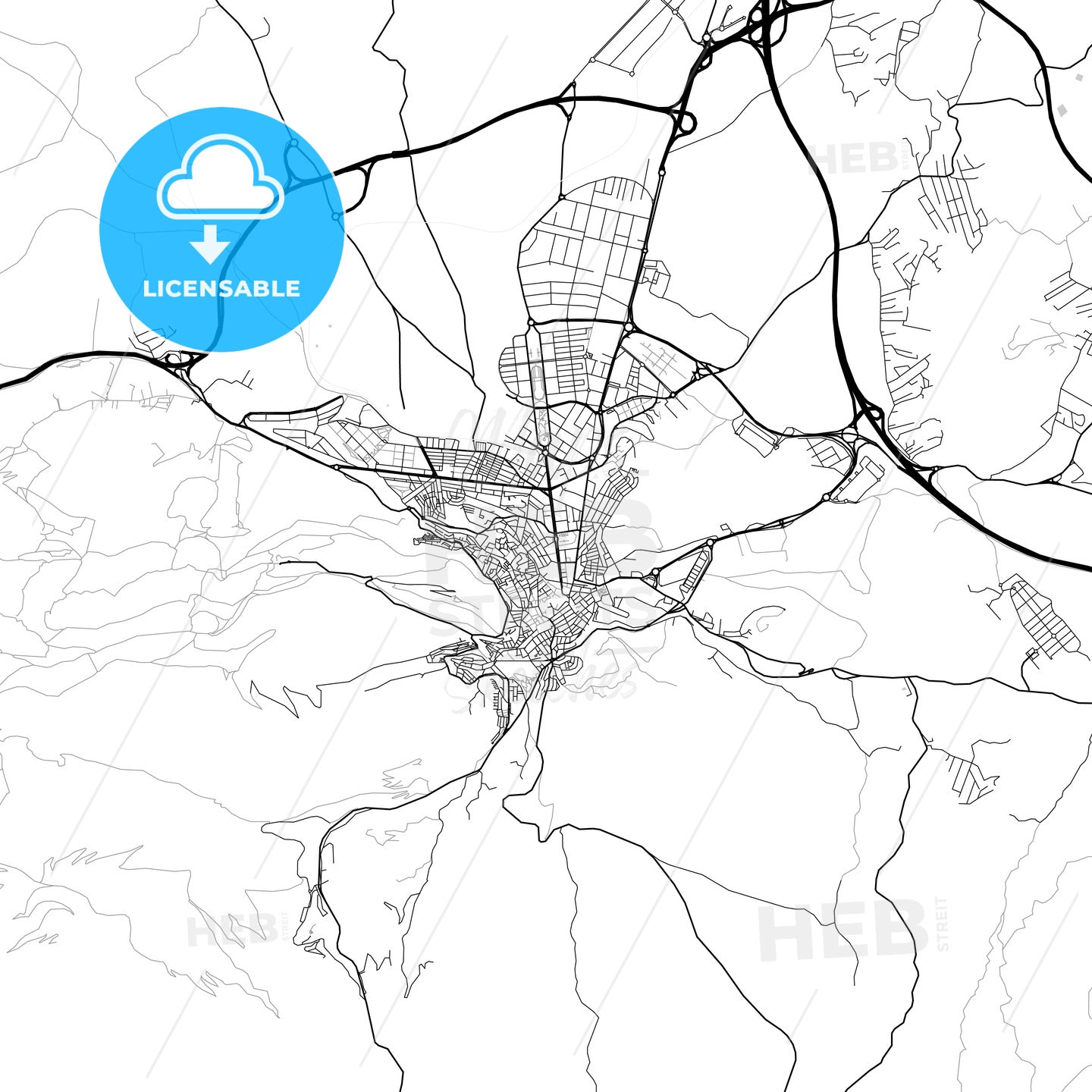 City map of Jaén–Martos, Spain, light version