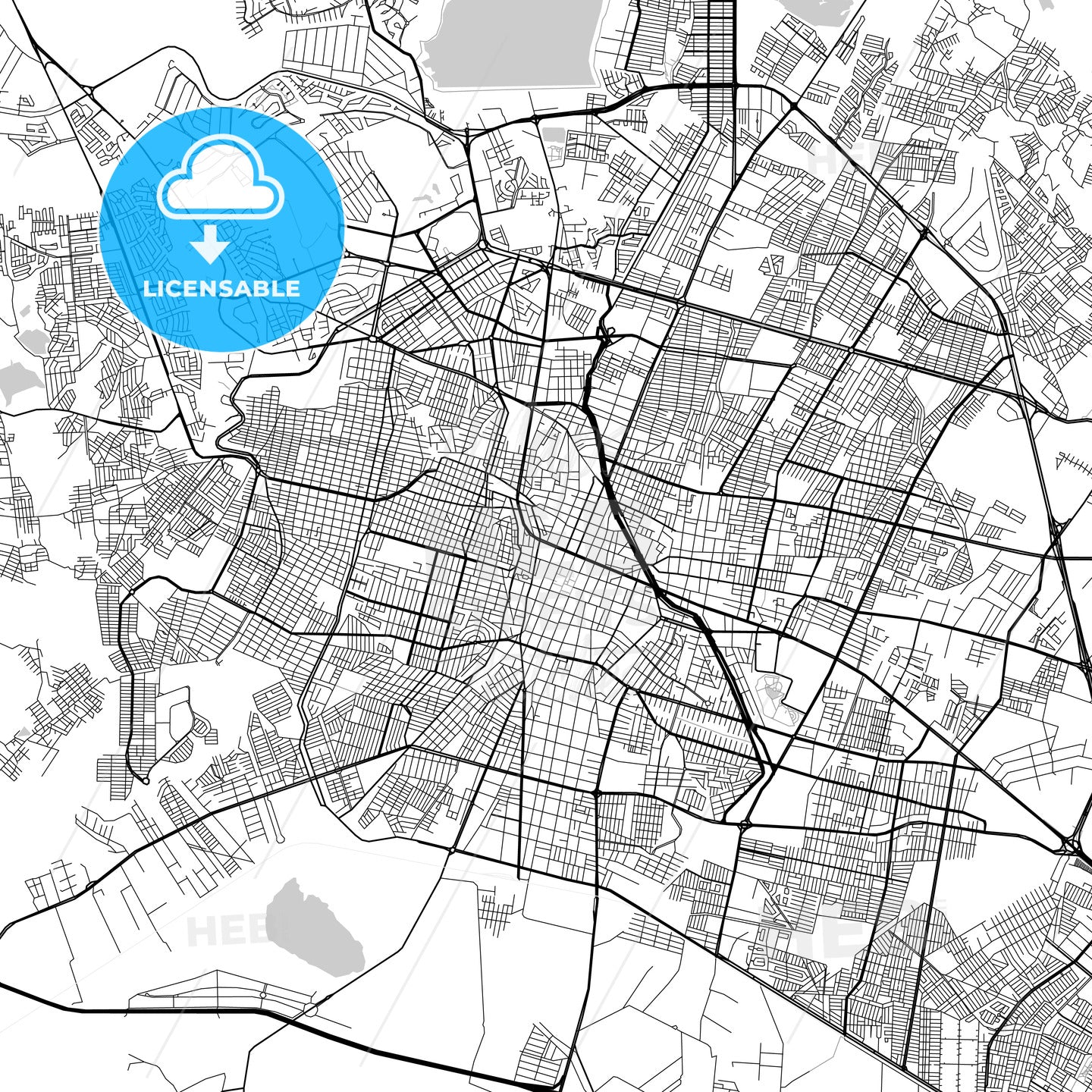 City map of León, Spain, light version