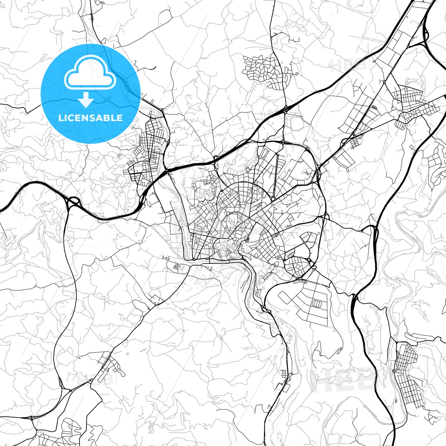 City map of Manresa, Spain, light version