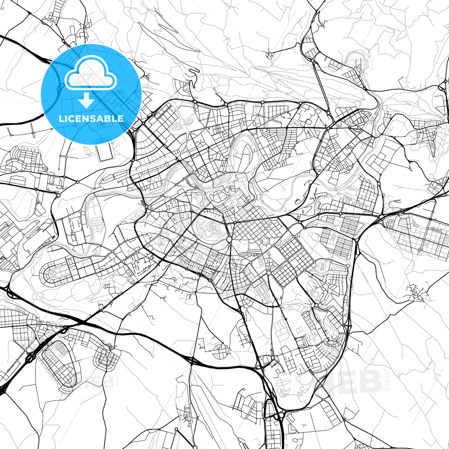 City map of Pamplona, Spain, light version