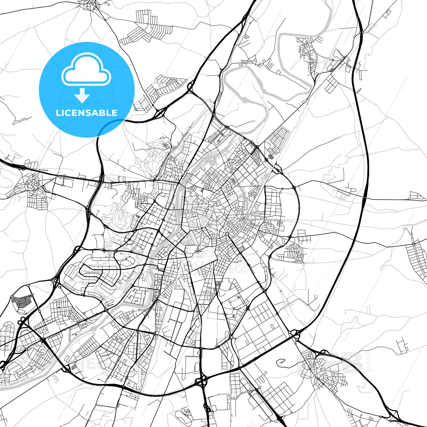 City map of Valladolid, Spain, light version