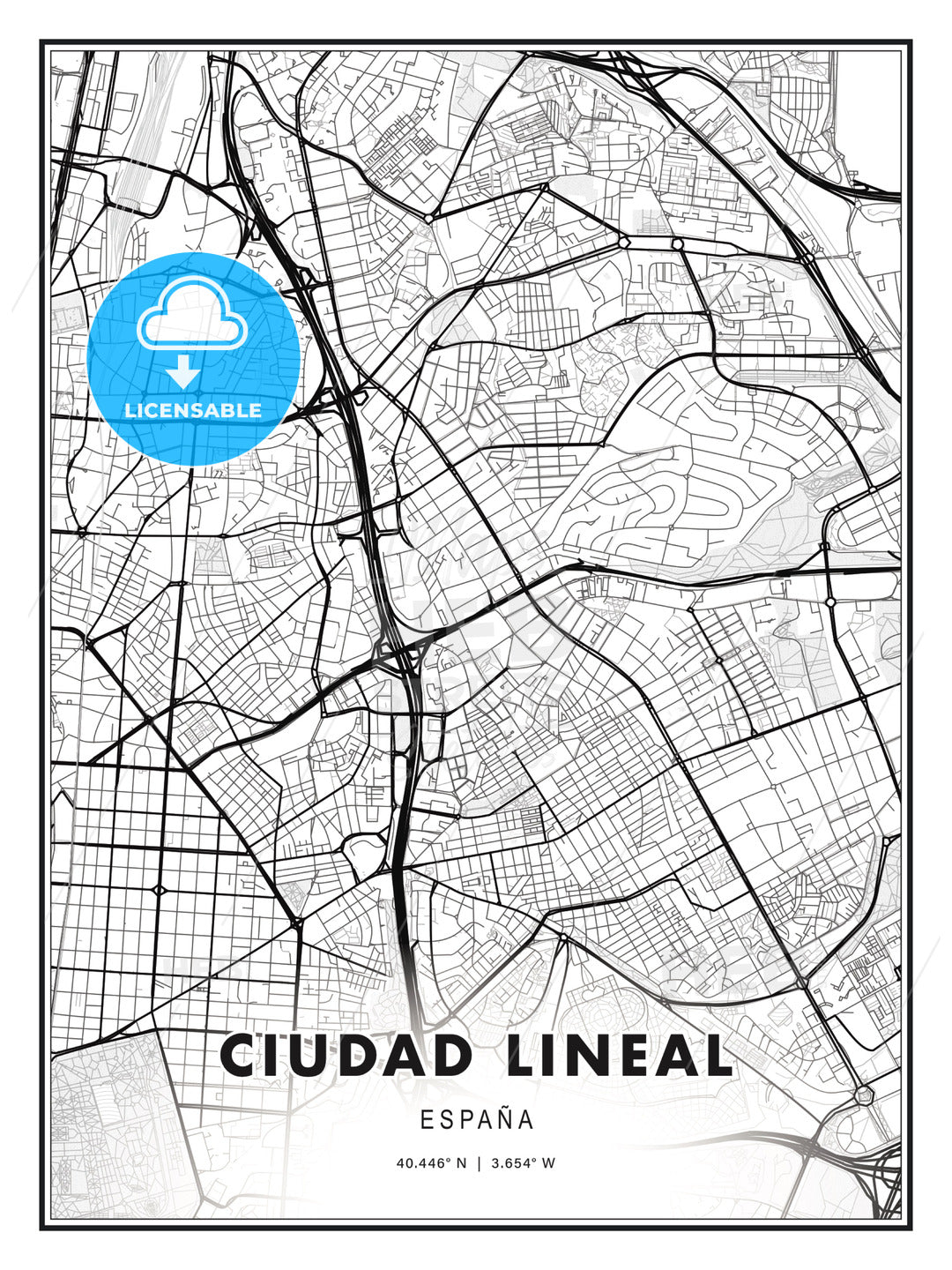 Ciudad Lineal, Spain, Modern Map Print Template in Various Formats -  HEBSTREITS
