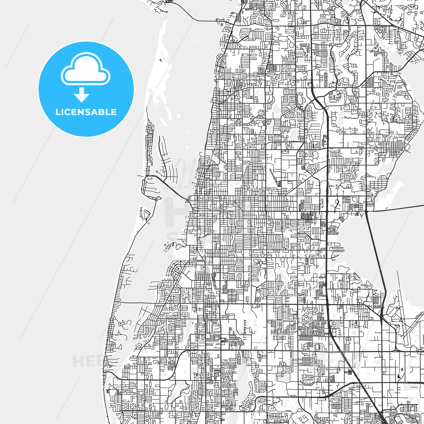 Clearwater, Florida - Area Map - Light
