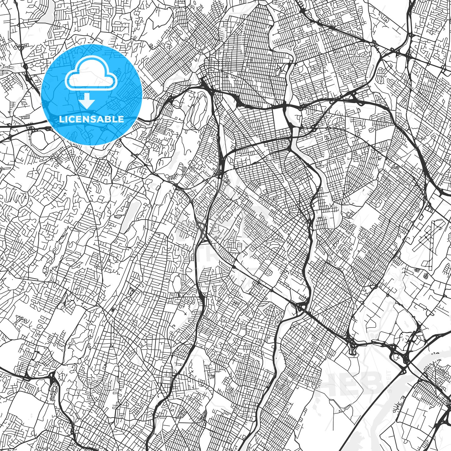 Clifton, New Jersey - Area Map - Light