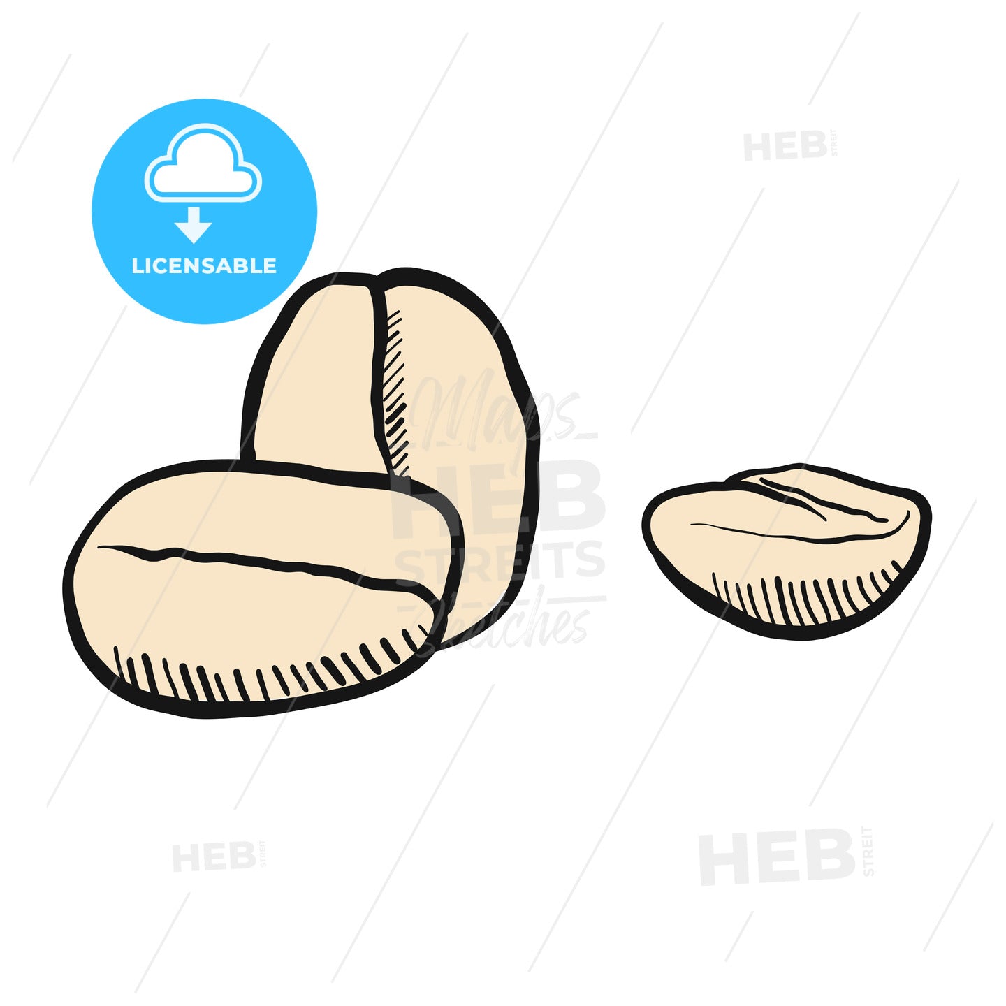 Coffee Beans Outline Sketch – instant download