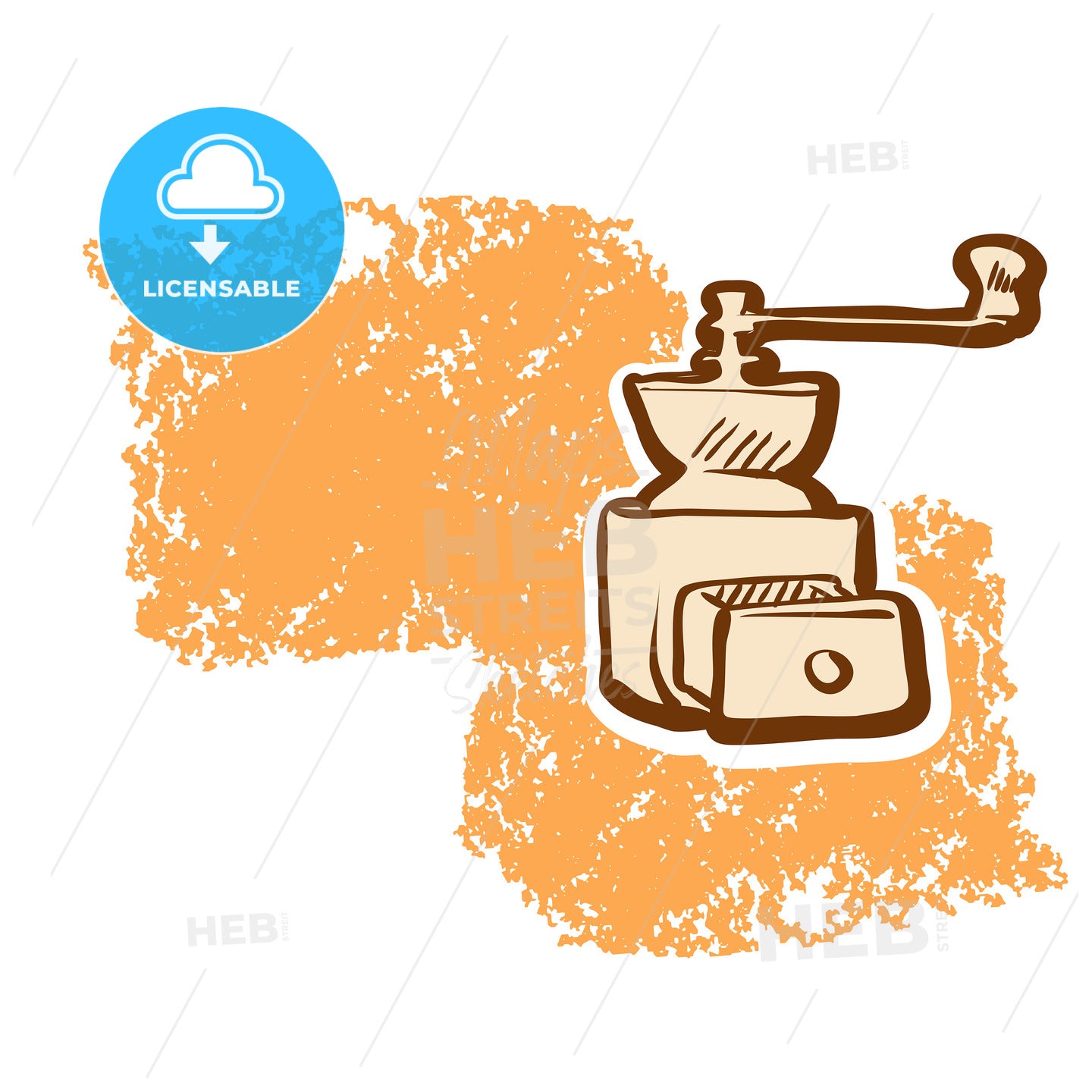 Coffee Grinder and Empty Space Sketch – instant download