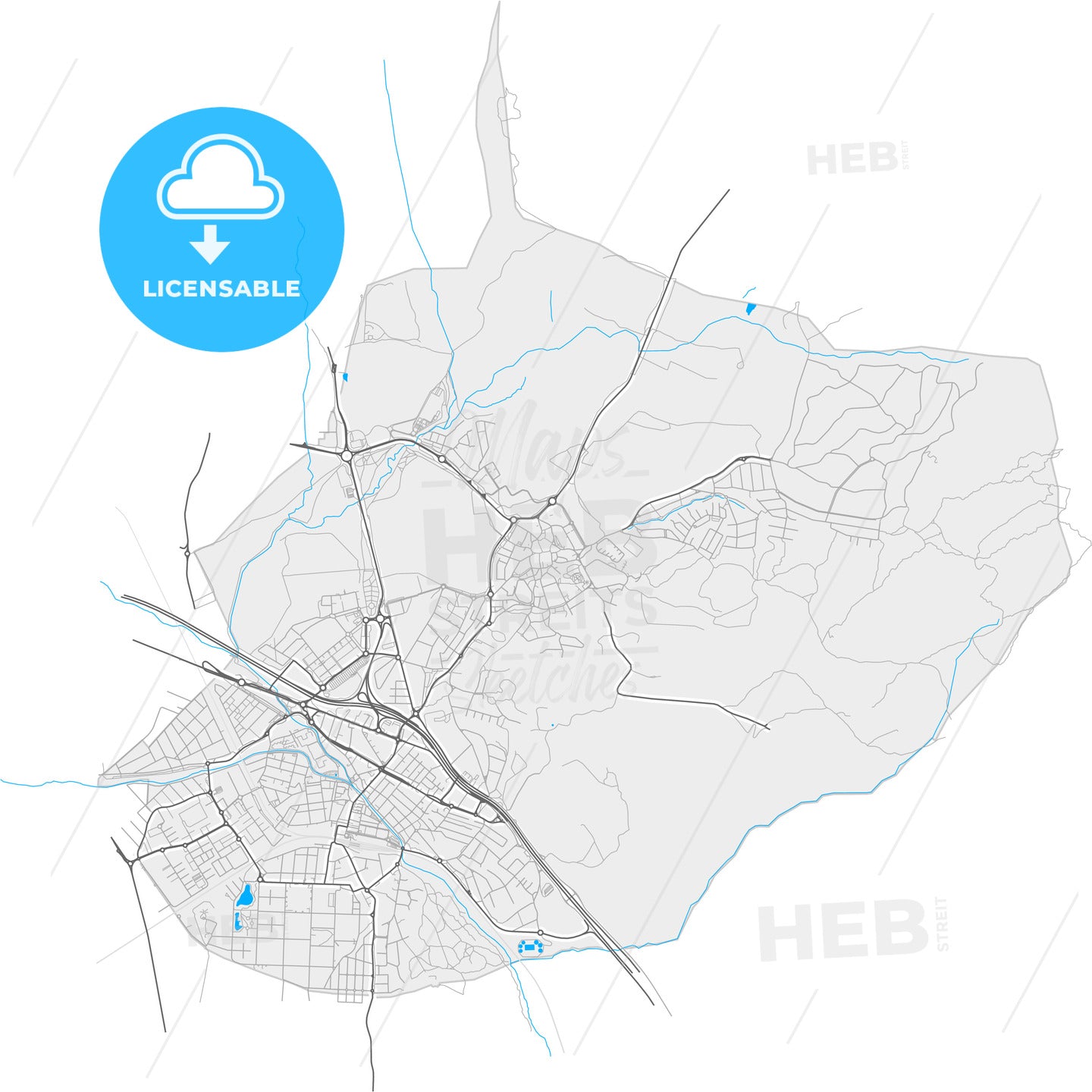 Collado-Villalba, Madrid, Spain, high quality vector map