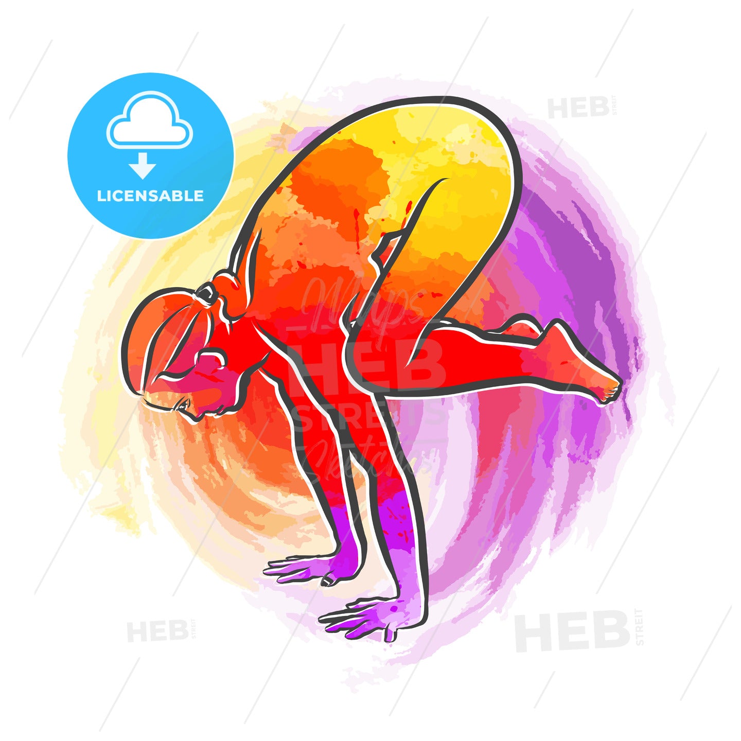 Colorful Backasana Yoga Pose