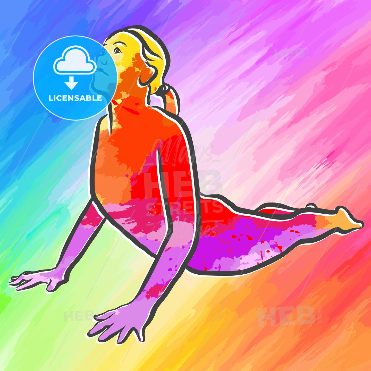 Colorful Bhujangasana Cobra Yoga Pose