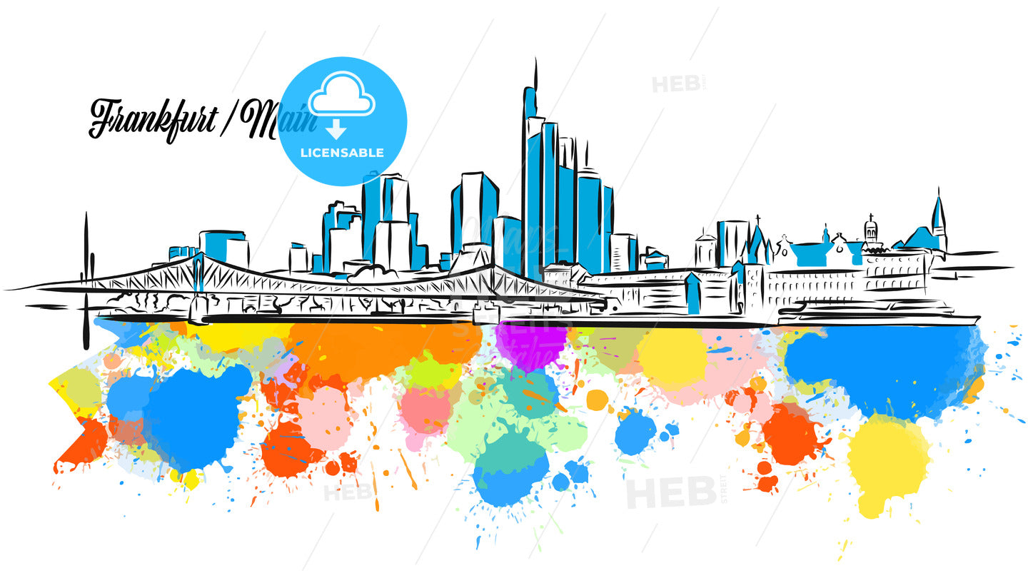 Colorful Frankfurt Main Cityscape Banner – instant download