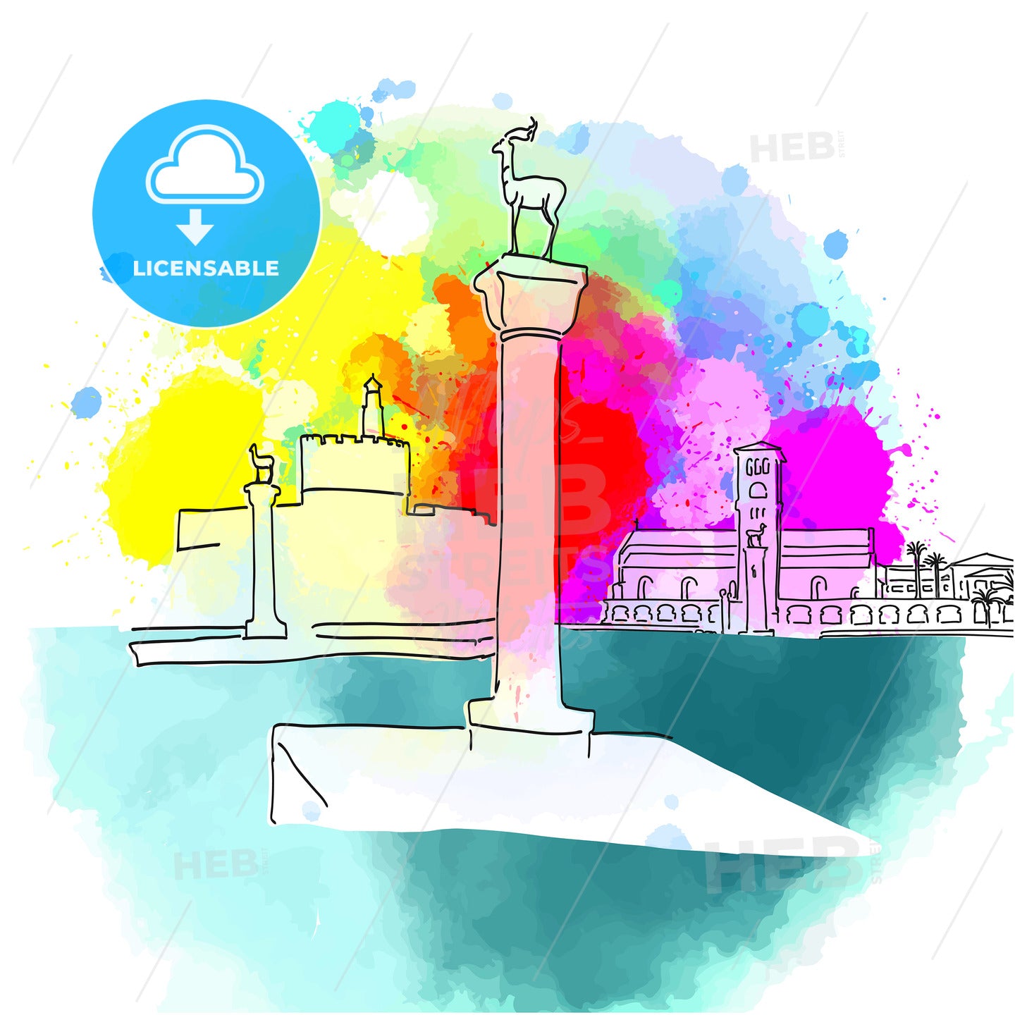 Colorful Rhodes Greece travel destination – instant download