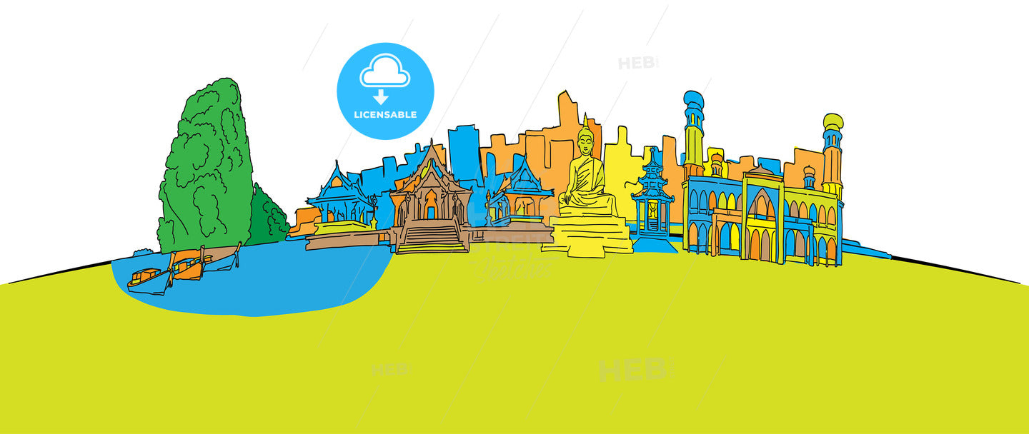 Colorful Thailand panorama – instant download