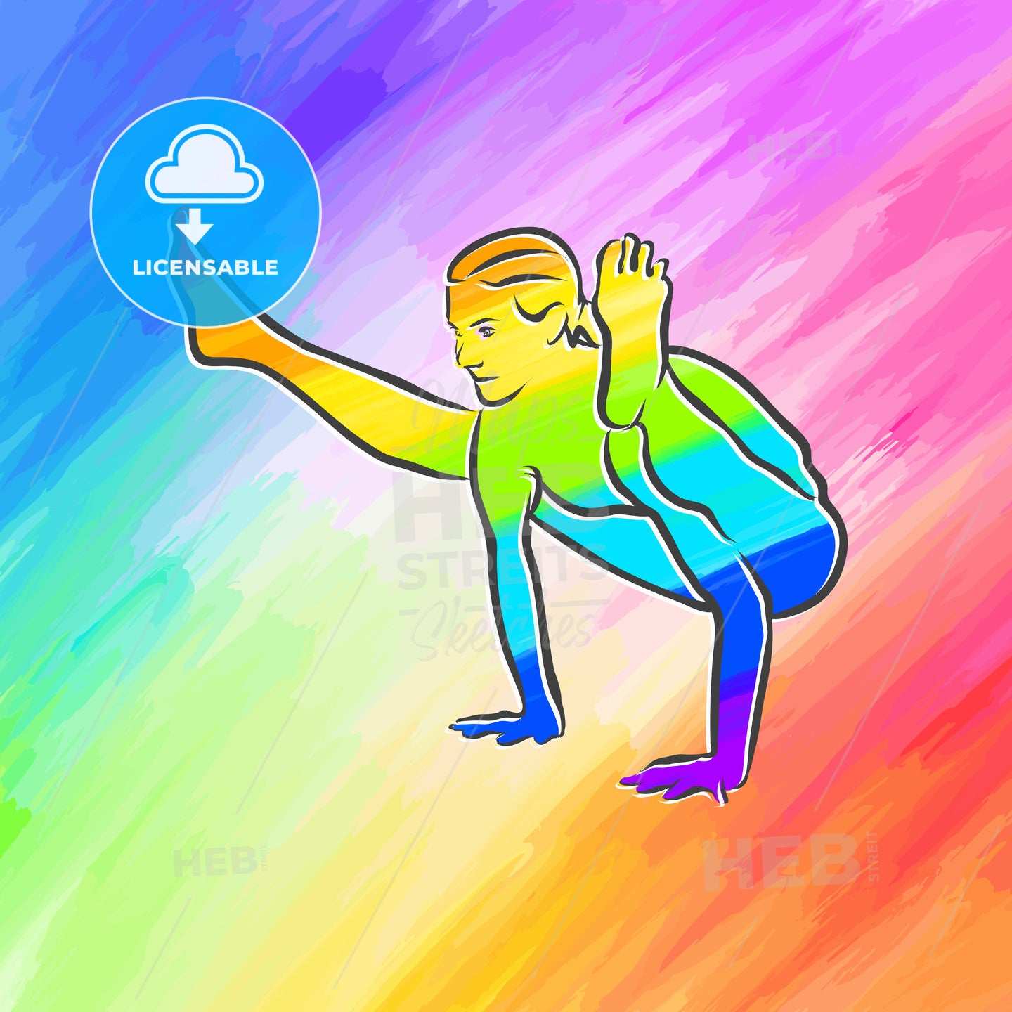 Colorful Tittibhasana Yoga Pose