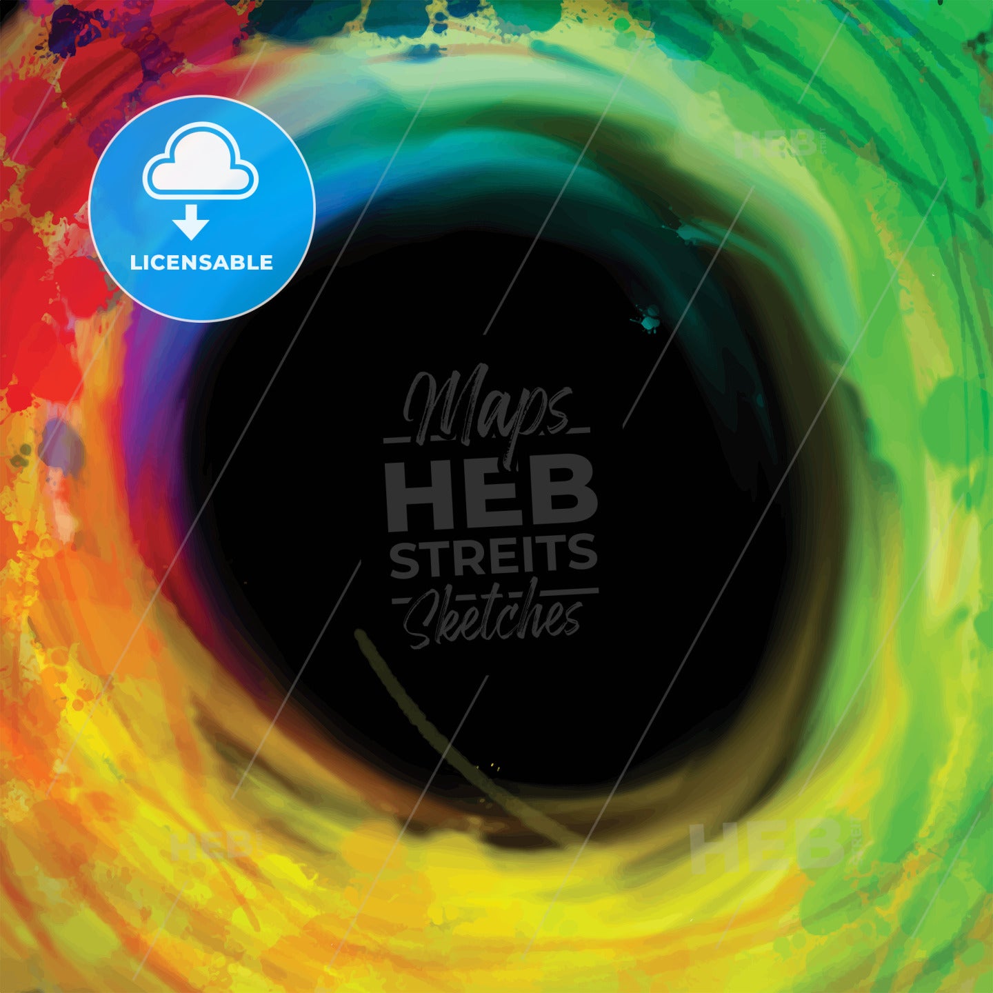 Colorful circle brackground on black – instant download